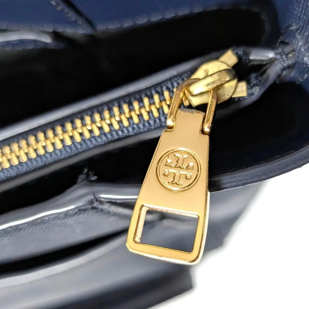 Tory Burch Robinson Tote Navy Saffiano Leather Shoulder‎ Bag Medium